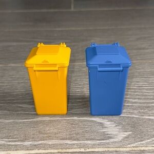 PJ Masks 2 Trash Cans Lot Used Excellent Condition Yellow Blue